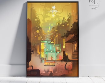 Póster de gato callejero: Impresión artística de juego de aventuras
