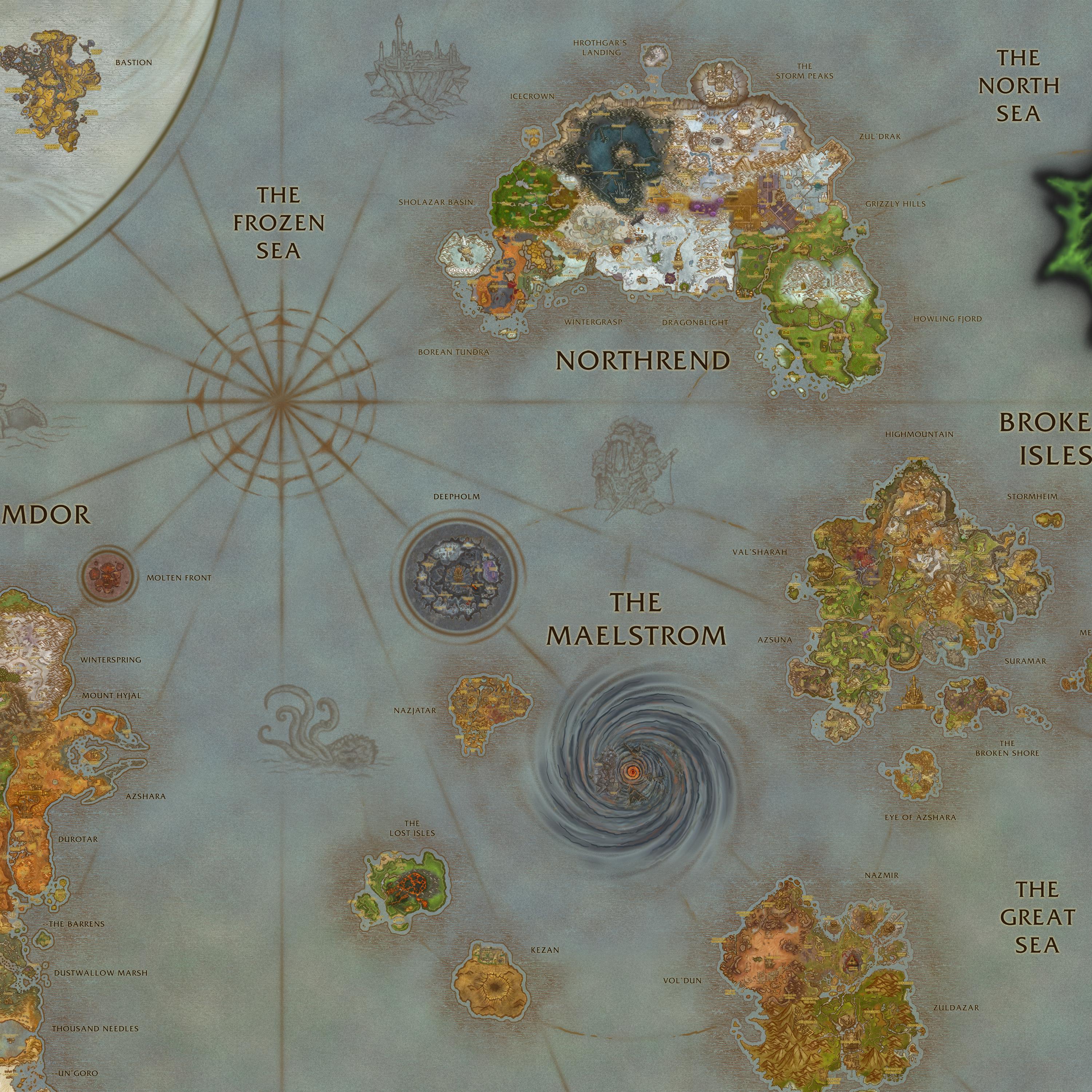 Azeroth Map Poster | Warcraft Wall Decor | Rolled Canvas Print | Gift ...