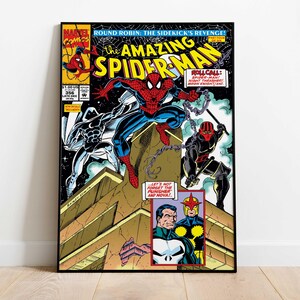 May include: Framed comic book cover of The Amazing Spider-Man, issue 356. The cover features Spider-Man in a dynamic pose, along with other characters. The Marvel Comics logo is visible, and the text includes the issue number and price.