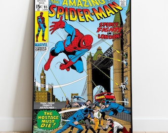 Spiderman Comic Poster | Peter Parker Wall Decor | Rolled Canvas Print
