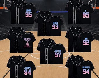 Op maat gemaakt BTS Kpop basketbalshirt/Kpop concertshirt/Gepersonaliseerd BTS fanshirt met naam en nummer/Unisex T-shirt op maat voor fans van alle leeftijden