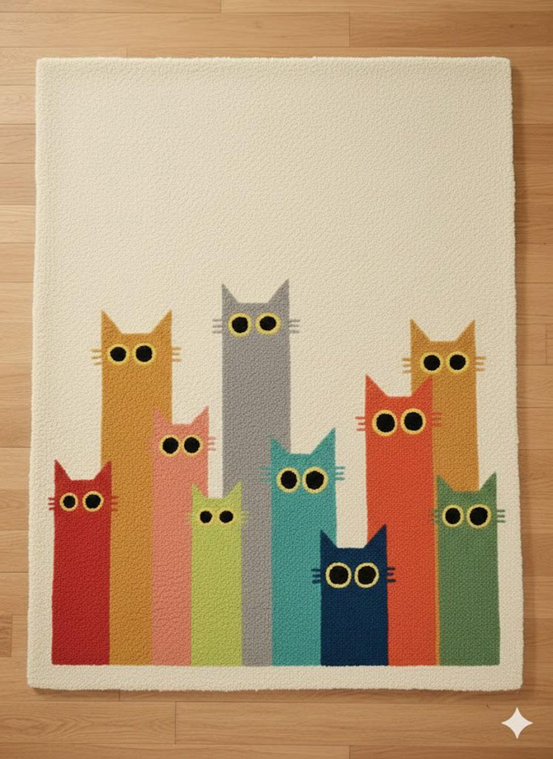 Cat Area Rug - Colourful Cat Illustration - Etsy