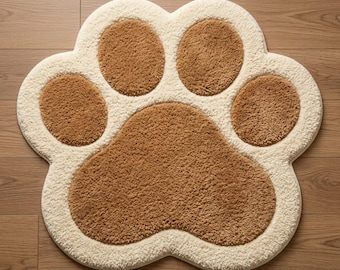 Dog Paw Shaped Rug, Handmade Tufted Wool Carpet, Kids Room Decor, Nursery Rug