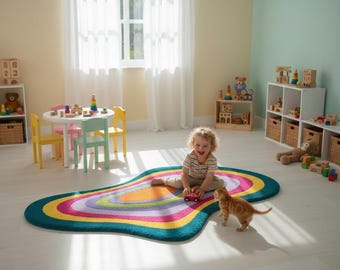 Hand Tufted Colourful Organic Shape Area Rug