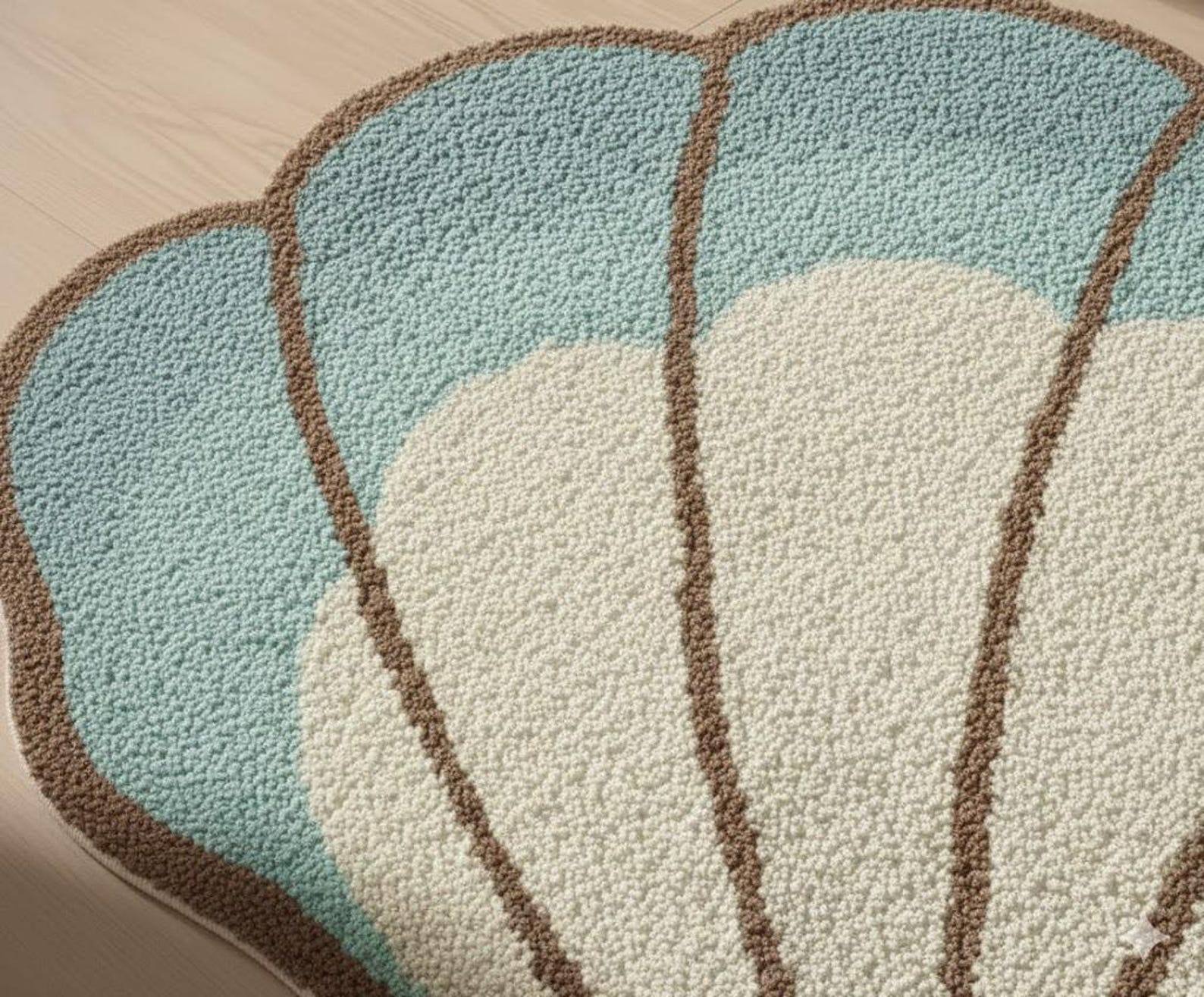 Shell Shaped Rug Extra Large Handmade Blue Seashell Tufted Rug - Etsy