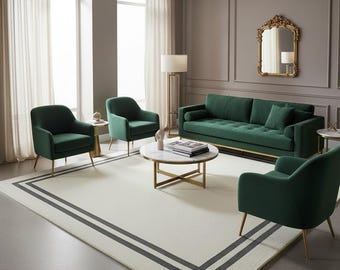 Border Rug, Ivory Black Rug