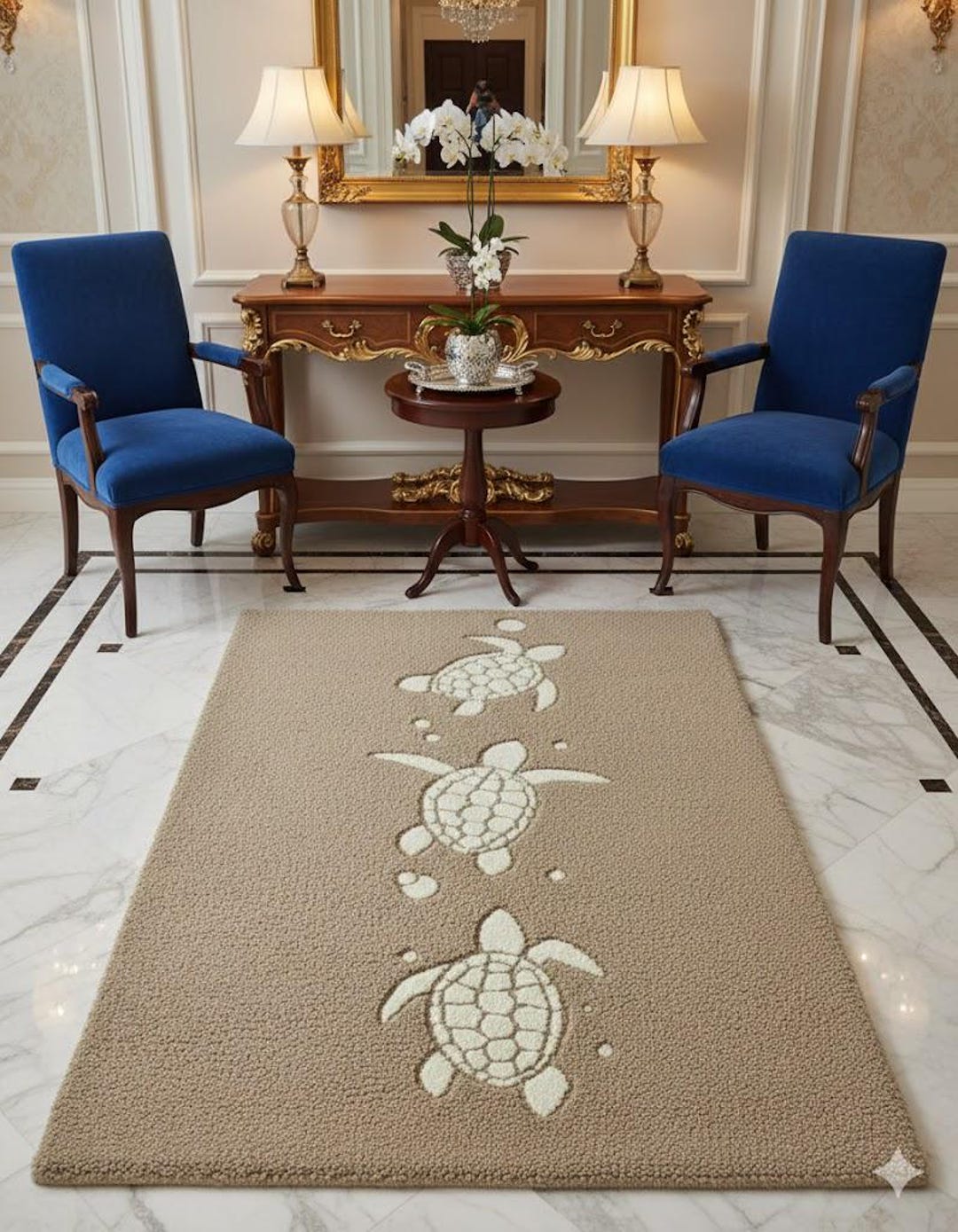 Fairpoint Sea Rug Handmade Sea Turtle Area Rug, Coastal Beach Themed Carpet - Etsy
