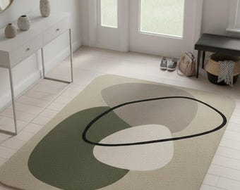 Abstract Geometric Oval Area Rug