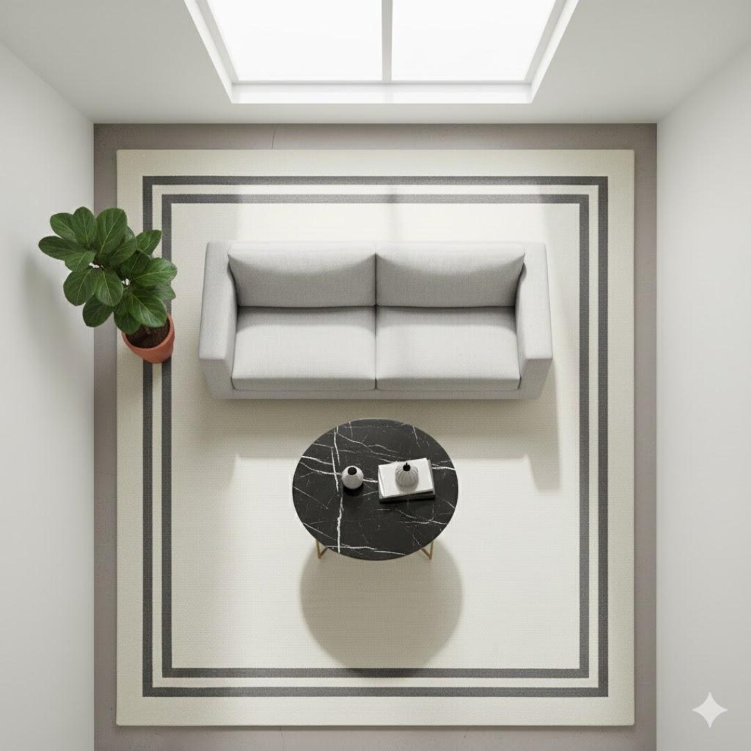 Rug Frameborder Handmade Ivory Black Frame Border Rug - Etsy