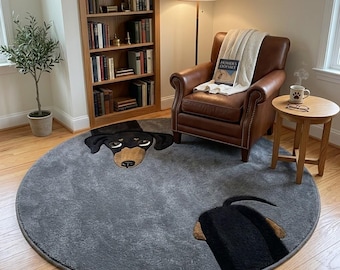 Dachshund Dog Round Rug, Dog Design Carpet, Pet Lover Gift, Nursery Floor Decor