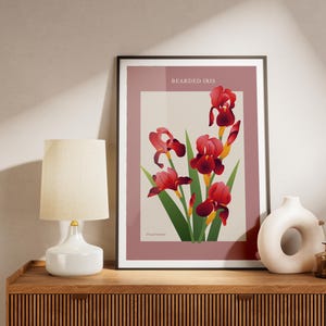Panerad iris-tryck: Väggkonstposter, blommig heminredning (digital nedladdning, vertikal)