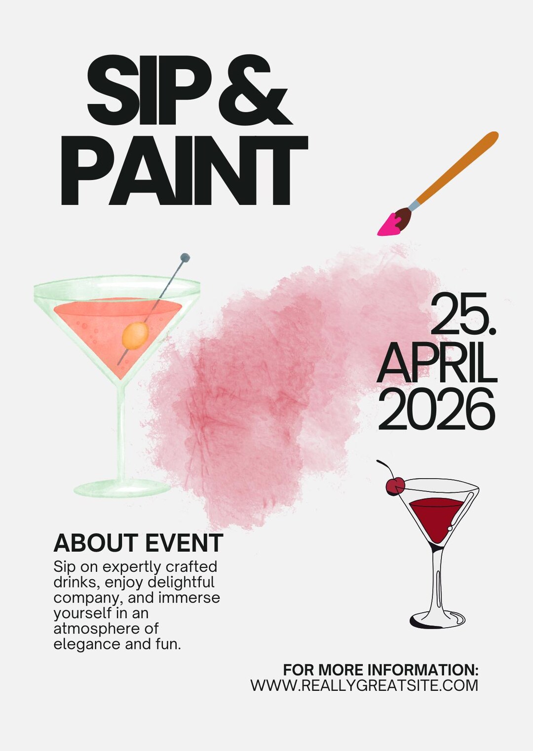 Sip and Paint Party Invitation Template Editable Canva Invite