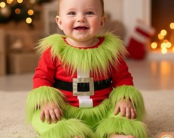 The Grinch Baby Outfit – Tutina natalizia per neonati, set 95% cotone