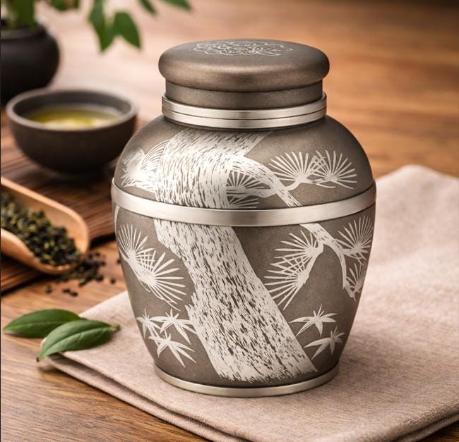 Tea Caddy Japanese Pewter Tin - Etsy