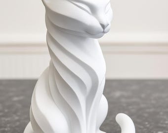 3D Printed Minimalist Cat Sculpture | Modern Home Decor