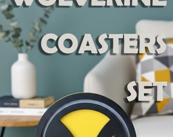 Juego de 5 posavasos con temática de Wolverine con soporte