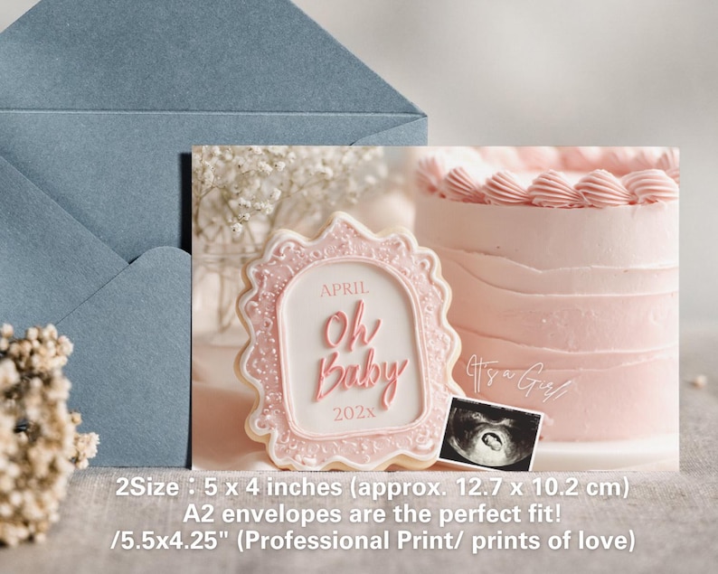 Gender announcement template, baby birth announcement template, girl announcement, editable Canva template, baby girl birth announcement