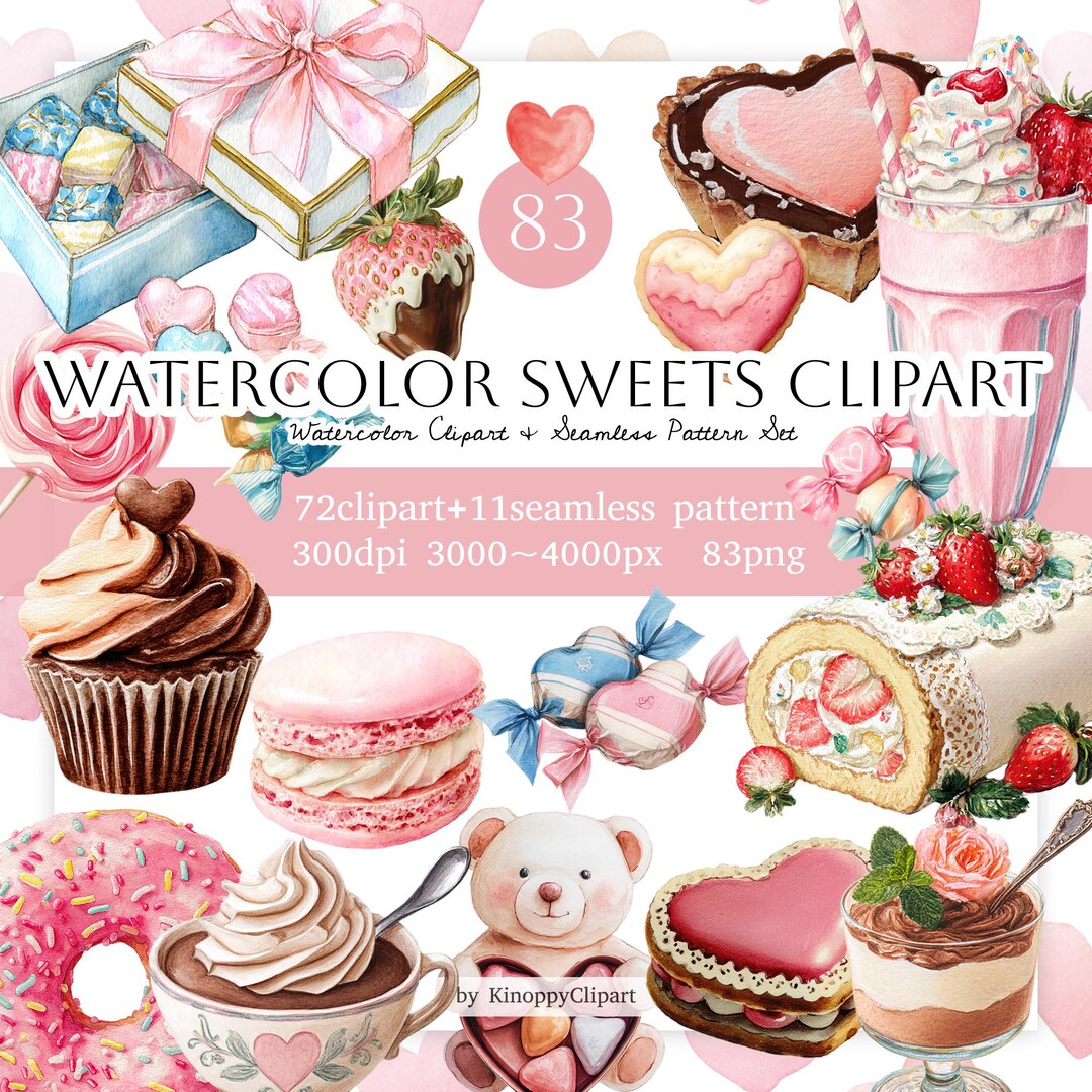 Cute Pastel Sweets PNG, Cupcake Macaron Donut, Teddy Bear, Bakery Art ...