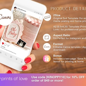Gender announcement template, baby birth announcement template, girl announcement, editable Canva template, baby girl birth announcement