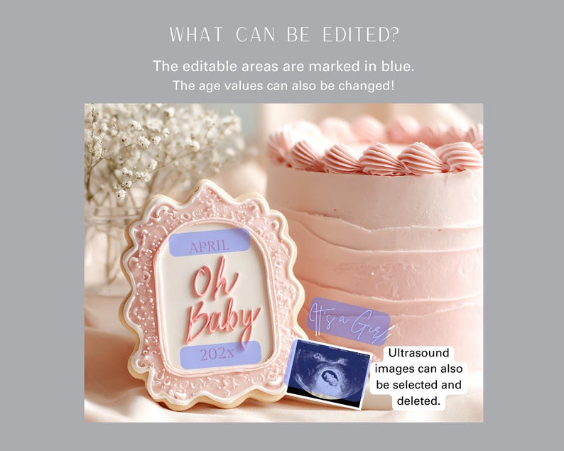 Gender announcement template, baby birth announcement template, girl announcement, editable Canva template, baby girl birth announcement