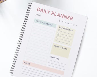 Printable Pastel Daily Planner with Scripture | Christian Planner | Faith Journal | 8.5x11, 7x9, A5 | Soft Aesthetic PDF