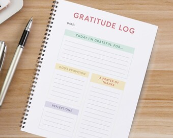 Printable Gratitude Log | Faith-Based Gratitude Journal Page | Christian Thankfulness Worksheet | A5, 7x9, 8.5x11 | Digital Download PDF
