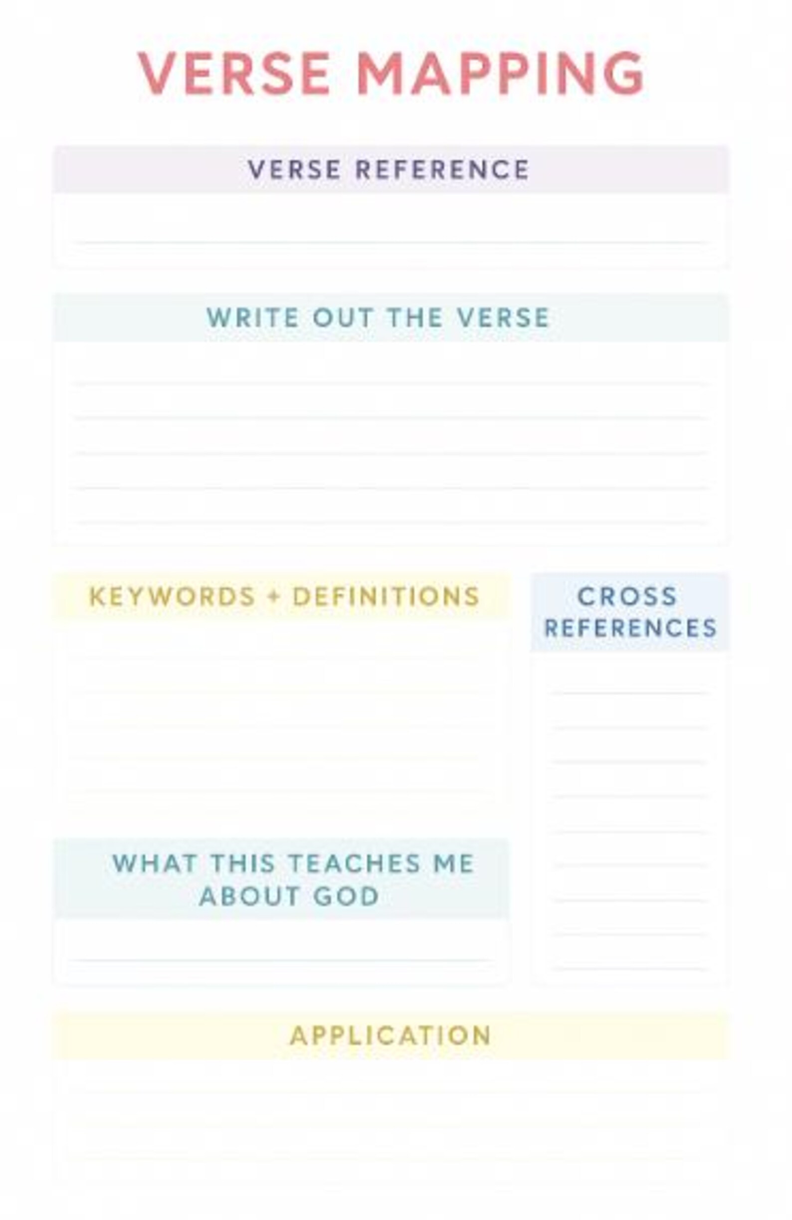 Printable Verse Mapping Worksheet | Bible Study Tool | Pastel Scripture ...