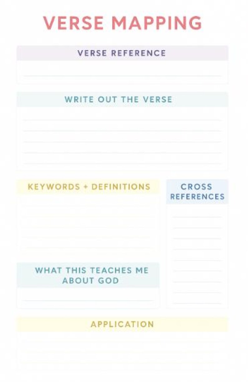 Printable Verse Mapping Worksheet | Bible Study Tool | Pastel Scripture ...