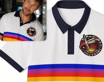 Project Hail Mary Polo Shirt, Retro Rainbow Space Mission Shirt, Dr Grace T-shirt, Ryan Gosling Jersey, Unisex Sci-Fi Trendy Polo