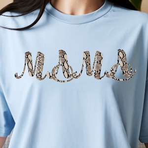 Comfort Colors® Snake Print Mama Shirt, Trendy Mom Tee, Gift for Mom, Neutral Aesthetic Shirt, Animal Print Mama Shirt, Mother's Day Gift