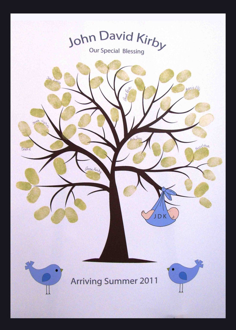 Baby Guest Book alternative Finger print tree Thumbprint Etsy