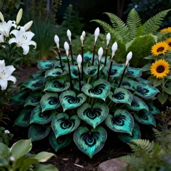 300+ Midnight Hosta Seeds – Shade Garden Perennial – Dark Foliage Ornamental Plant