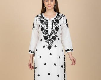 Modal Chikankari Kurta Palazzo Set Handmade Lucknowi Embroidery Women's Ethnic Wear Indian Outfit