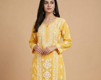 Rayon Chikankari Kurti Palazzo Set for Women, Embroidered Indian Ethnic Wear
