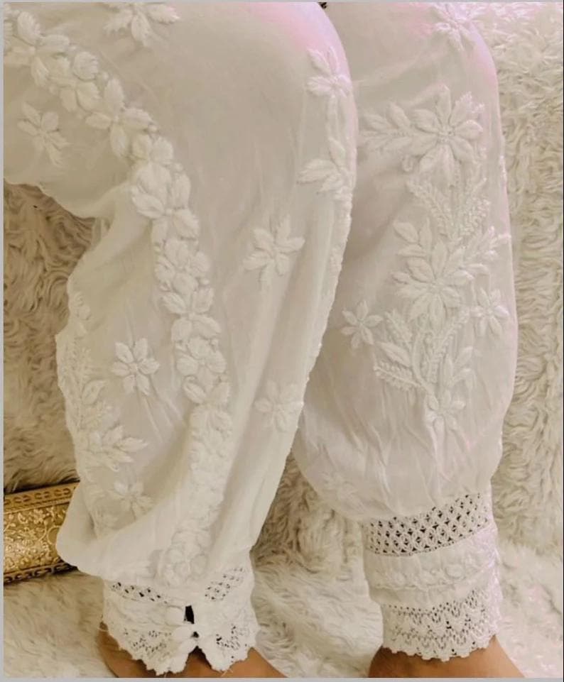 Lightweight white cotton afghani pants for summer boho and Indian ethnic outfits