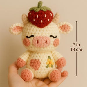 Haakpatroon aardbeikoe • Amigurumi-pdf, beginnersvriendelijk