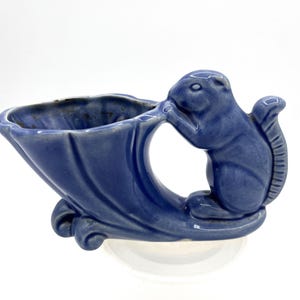 Blue Ceramic Squirrel Planter