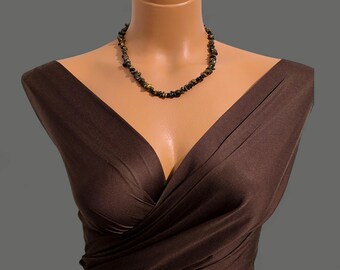 Conjunto de collar y pulsera de ojo de tigre, joyería de piedras preciosas naturales