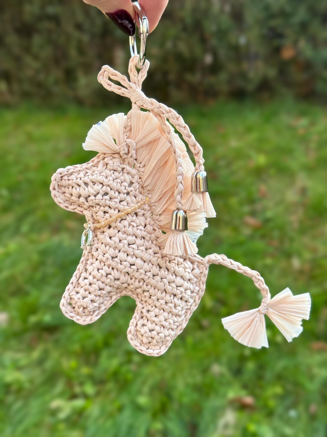 Raffia Keychains Crocheted Raffia Horse Keychain, Christmas Ornament, Handmade - Etsy