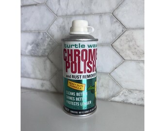 Pulidor de cromo y removedor de óxido Turtle Wax, lata metálica de 7 oz, T-275, año 1983, EE. UU.