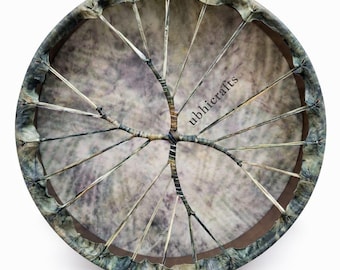 18 Inch Multi-Colour Shamanic Drum – Goat Skin Deep Sound Healing Drum with Beater Included..