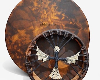 Handmade Falcon Shamanic Drum – Natural Hide, Beater Included