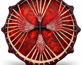 Inferno Spirit Shamanic Drum – Handmade Buffalo Skin Frame Drum with ash Wood & Beater Included