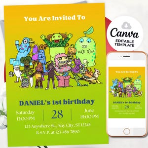 My Singing Monsters Geburtstagseinladung My Singing Monsters Birthday Party My Singing Monsters Einladung digital Invite Template MSM
