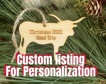 Custom Texas Longhorn Ornament -  Christmas tag personalized customizable 2023