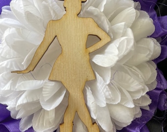 DIY wood cutouts - drill team 4 inch dancer high school homecoming mum HOCO
