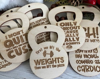 Workout Fitness Ornament - Gym workout tag favor gift weights lifting kettlebell sports humor weightlifting CrossFit