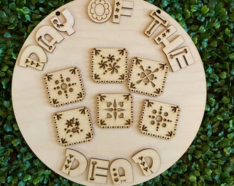 Day of the Dead DIY wood sign - V2 unfinished cut out door hanger wall decor craft supply sign kit blanks round wreath sign