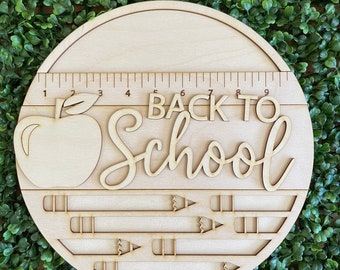 DIY Back to School wood sign - unfinished blank paint party round teacher bus elementary
