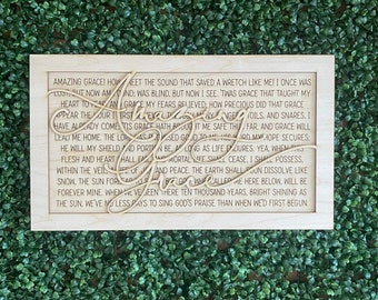Faith DIY wood sign - Amazing Grace religious unfinished cut out door hanger wall decor craft supply sign kit blanks